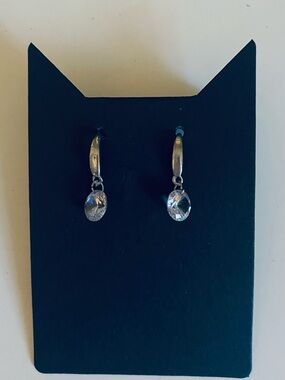 Silver-Tone Clear Crystal Drop Earrings
